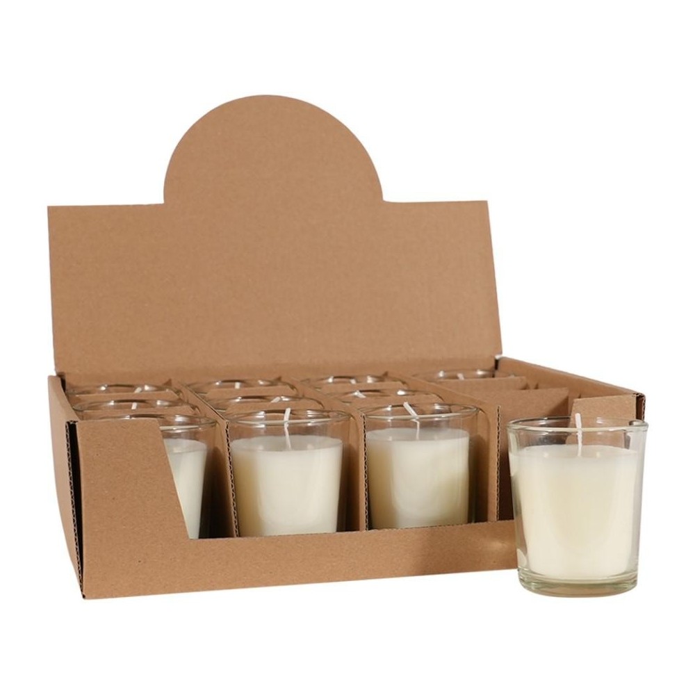 BICCHIERE VETRO CON CERA H.6.5CM. D.5.5CM.